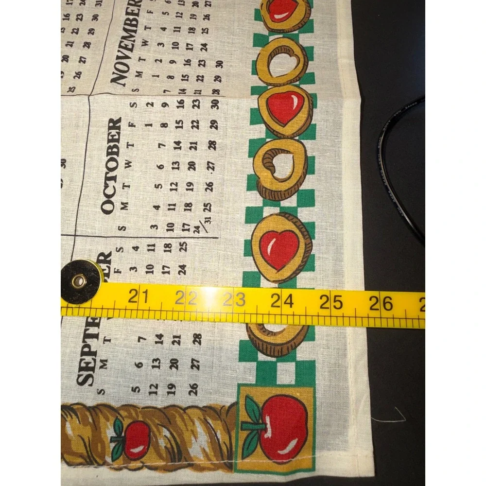 Vintage 1999 Calendar Tea Towel Apple Pie Country Kitchen Cotton Linen